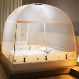 Zanzariera a scomparsa per letto, tenda a cupola pieghevole con porta a cerniera, baldacchino antizanzare portatile e autoportante per letto singolo o matrimoniale, ideale(Q2,120x198x150)