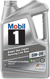 Mobil 1 120763 Synthetic Motor Oil 5W-20, 5 Quart