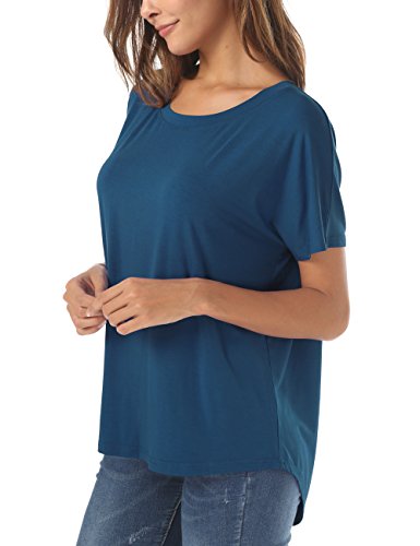 Image of Herou Women Loose Fit T-Shirts Soft Short Sleeve Crew Neck Casual Tee Tops | Lightweight,Basic,Workout,Comfortable,High Low Hem,Oversized