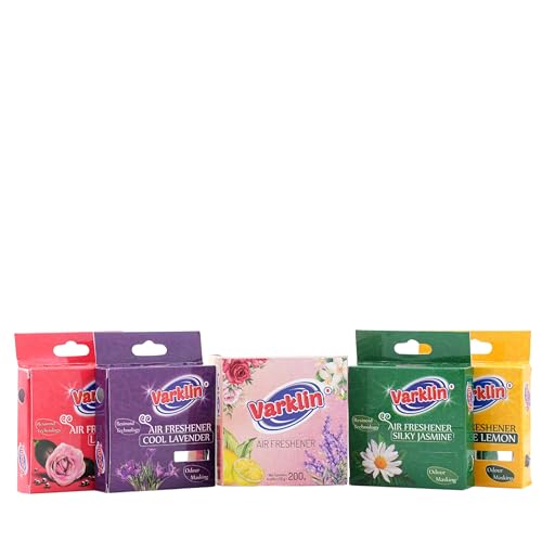 Image of Bathroom Air Freshener Blocks Pack of 4 (50gx4) - Mixed Fragrances: Lavender, Lemon, Jasmine, Rose - Long-Lasting Fragrances, Freshens and Refreshes Bathroom, (200g)