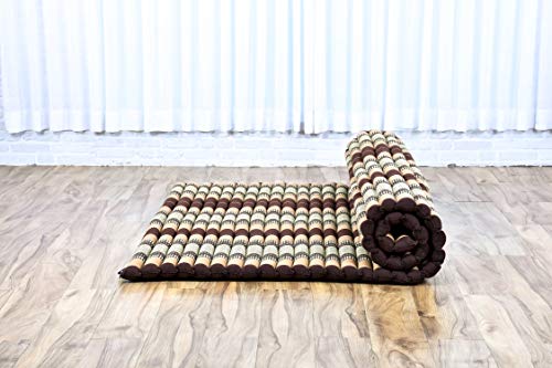 Image of Leewadee - Foldable Floor Mattress - Japanese Roll Up Futon -Trifold Tatami Mat- Guest Floor Bed - Camping Mattress - Thai Massage Mat, Kapok Filled, 75 x 57 inches, Brown