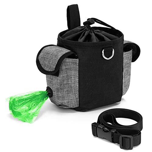 Dog Treat Pouch Built-In Poop Bag Dispenser, Ginsco Dog Treat Bag For Training, Dog Treat Training Pouch, Dog Training Treat Pouch With Waistband, Treat Pouches For Pet Training For Dog Walking Hiking #TOP23