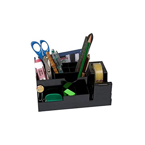 Organizador de escritorio de ABS negro de 4 compartimentos