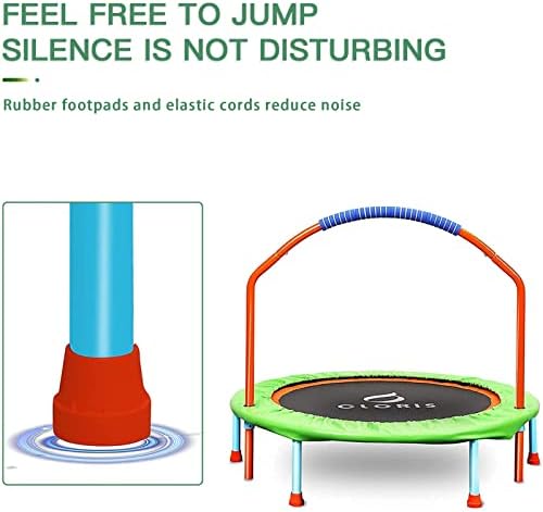 CLORIS Mini Trampoline for Kids,38inch Portable Rebounder Trampoline for Toddler with Adjustable Foam Handle,Foldable Fitness Body Exercise for Indoor and Outdoor Play Max Load 220lbs
