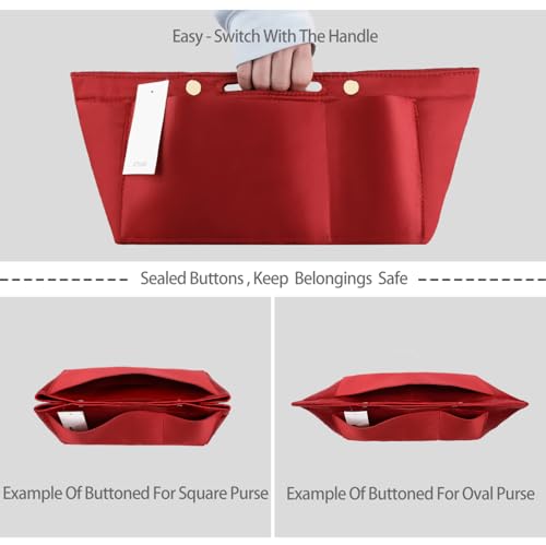 ZTUJO Purse Organizer Insert For Handbags, Silky Bag Organizer With 2 Zippers For Speedy Neverful Tote and More (Red, XX-Large) by ZTUJO - Used condition - Image 3