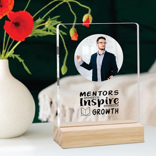 Image of Giftplease Best Teacher Plaque | Personalized Photo Frame with Wooden Stand | Appreciation Gift for Teachers | Teacher's Day Retirement Farewell Gift (Custom Photo & Text CTH 08