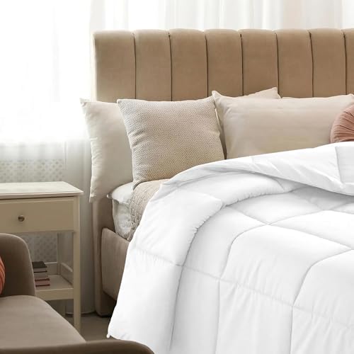 Image of Quilt for All Season 150 GSM Comforter Duvet /Ac Blanket Double Bed Soft Microfiber Lightweight (90 inch X 100 inch Inches) - Double Bed Comforter - White Color