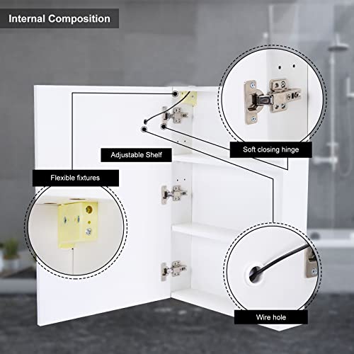 Mepplzian Medicine Cabinet With Lights Bathroom Medicine Cabinet With Mirror Wall Mounted Lighted Illuminated Mirror Cabinet With Storage,Brightness Adjustable,Not Recessed 27.5 X19.6 Inch #TOP2