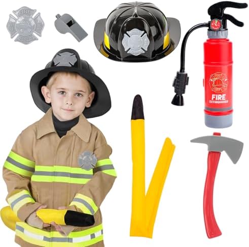 Amazon.com: VENSEEN Fireman Costume for Kids 3 4 5, Toddler Dress Up ...