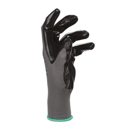 Bericah Dr Protec, Skudo Negro, Guante Técnico Reutilizable de Poliéster, Acabado Liso Nitrilo, 1 Par; Talla XL