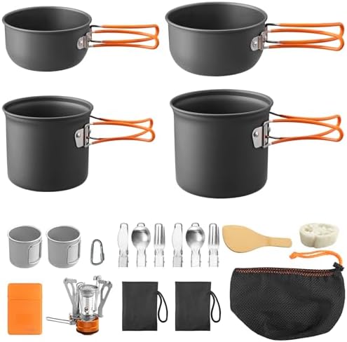 FUNYKICH Camping Pots and Pans Set, Non-Stick Camping Cooking Set...