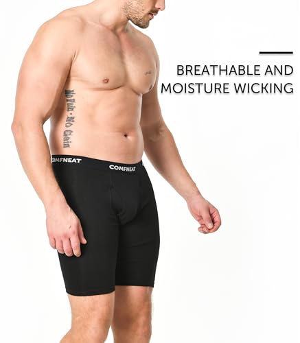 Comfneat Men's 9" Long Leg Cotton Boxer Briefs Stretchy Comfy Underwear 4-Pack3