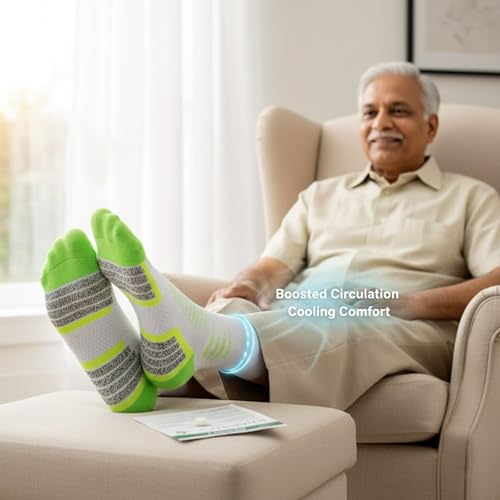 Image of Crew Socks for Women & Men Circulation, Diabetic and Neropathy Pain Relief, Swelling, Neuropathy, Runner, Nurses, Travel, Pregnancy, Flying- Pack of 2- (Green+ Black)