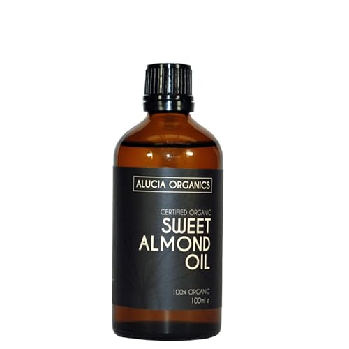 Alucia Organics Zertifiziertes Organisches Mandelöl (Sweet Almond Oil) 100ml - Rein, natürlich, kaltgepresst, vegan, für Haut, Gesicht, Körper, Haare, Massage