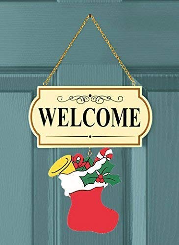 10 Pieces Set Interchangable Multi Holiday Welcome Sign Decoration Wall Hanging Door Festive Plaque Whimsical Decor - 11 1/2" L X 4 1/4" H, Each Design Approx. 4 1/2" L X 4" H.by Ctd Store #TOP2