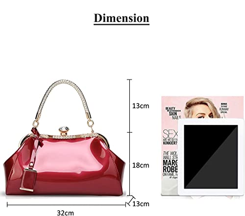 Bolso Tote de charol brillante con asa superior para mujer miniatura 6