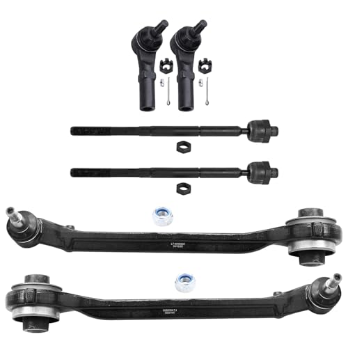 Image of Detroit Axle - RWD Front Lower Control Arms Kit for 2015-2023 Chrysler 300 Dodge Charger Challenger, 2 Lower Forward Control Arms with Ball Joints 4 Outer Inner Tie Rods Replacement