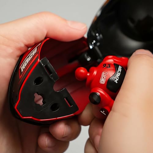 Image of Questsole Die-Cast MotoGP Helmet Mini Figure | 2-in-1 Transforming Poseable Biker Action Figure | Metal Racing Collectible Desk Showpiece | Gift for Men, Boys & Bike Lovers (Red)