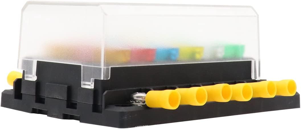 CENPEK 12 Way Fuse Block 12 Circuit Blade Fuse Box Holder Marine Boat Fuse Block Waterproof with Negative Bus for DC 12V/24V Automotive Car Marine Boat RV Truck - Image 4