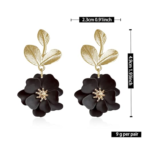 Boho Flower Earrings for Women Cute Dangle Drop Gold Leaf Floral Studs Hook Statement Jewelry Sweet Earrings4