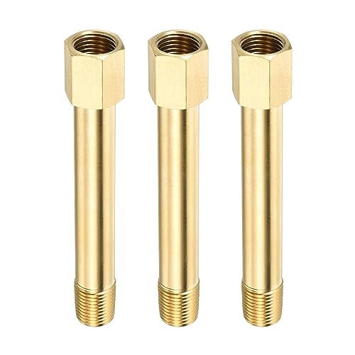 M METERXITY 3 Paquet Rallonge Connecteur Tuyau Raccord - Laiton Hex Couplage, Convertisseur Adaptateur, Appliquer à Industriel Utilisation, (G1/4 Femelle à G1/4 Mâle 100mm, Doré)
