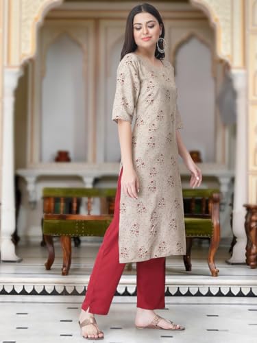 Image of Tee Projekt Versatile Crepe Kurti & Pant Set for Women Printed Kurta Set
