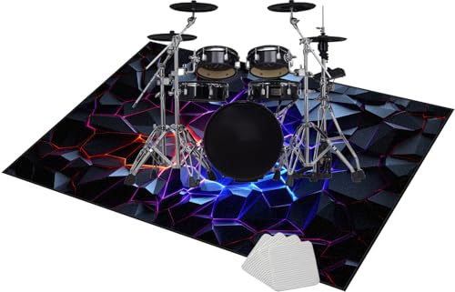 Schlagzeugteppich Drum-Teppich Schallschutz Teppich Schallschutzmatte rutschfeste Trommelmatte für E Drum Schlagzeug Elektronisch Snare Teppich Snare Drum Rug Schalldicht Teppiche 100 x 80 cm
