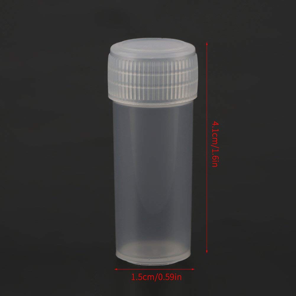100pcs Flacons d'Échantillonnage Bouteilles en Plastique Volume de 5ml Petit Récipient de Stockage, Tubes à Essai en Plastique pour Solide, Pilules, Graines, Granulaires