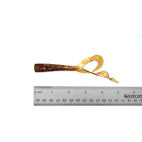 24pcs Fish WOW! Extended Size 5 inch Twin Tail Perch Grub 4" Scampi Soft Lure - Root Beer