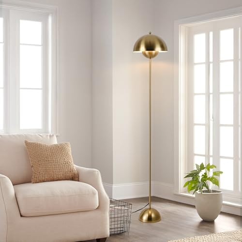 Image of Mid-Century Modern Metal Bud Floor Lamp for Home and Office, Brass Gold