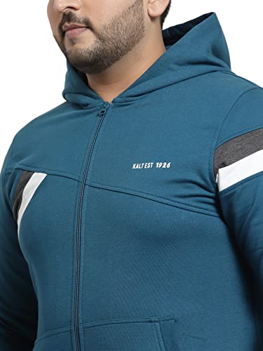 Image of Kalt Men Full Sleeves Zipper Fleece Striped Hoodie