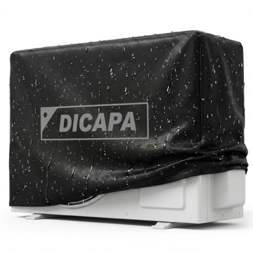 DICAPA Funda Aire Acondicionado Exterior de 90 x 55 x 30 cm. Cubre Aire Acondicionado Exterior Impermeable y Resistente (Negro)