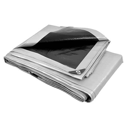 Silver Tarpaulin 1.5 x 2 m - 260 GSM Extra Heavy Duty Waterproof Sheet with Rubber Reinforced Corners - UV Resistant Ground Sheet Cover for Garden Furniture, Camping, Construction, Outdoor Protection