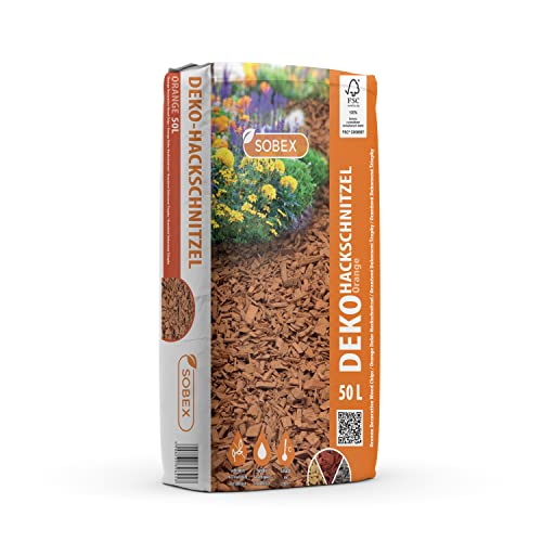 Sobex Virutas de madera Corteza de pino Jardín Mantillo 50 L Naranja gruesa Suelo decorativo