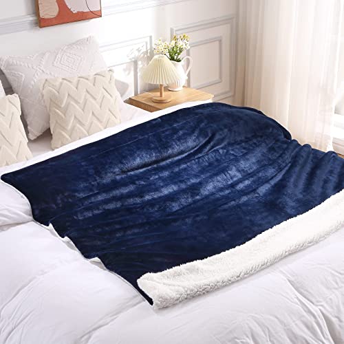 Fleece Throw Blanket For Couch Flannel Fleece Soft Luxury Warm Bed Blanket Reversible Sherpa Blanket Fuzzy Plush Luxury Snuggle Blanket, Cozy Blankets Lightweight, Perfect For Bed, Sofa, 50X60 Blue #TOP19