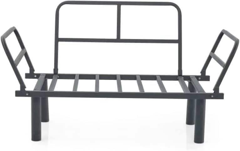 Sona Futon Love Seat in Beige: Compact Metal Futon Perfect for Small Spaces