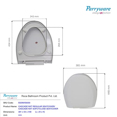 Image of Parryware Casa Soft Close Seat Cover (E83001C) with Adjustable Hinges | Eco-friendly Material with Superior Finish |Round Shape & Ultra White Colour Commode Seat Cover Antibacterial Technology