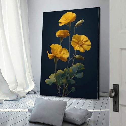 Fleurs jaunes avec bourgeons affiche murale ZHOUKEG - 3