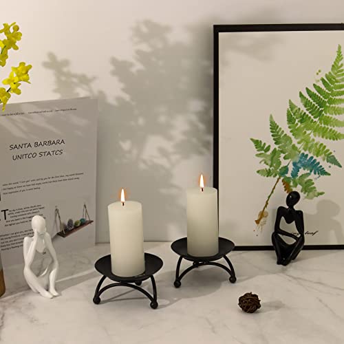 Geraymer Pillar Candle Holder, Iron Candle Stand, Candle Plate, Candlesticks For Pillar Candles, Black Candle Tray For Party Wedding Table Home Decoration (Set Of 2) #TOP3