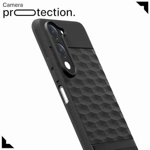 Image of Pikkme Back Cover for iQoo Z10 lite 5G / Vivo T4 lite 5G / Y19 5G / Y19e / Y04 4G / Y29s 5G Camera Protection 3D Hexa Cube Design Silicone Protective Bumper Case (Black)