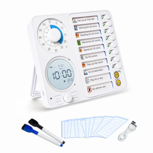 Image of Herloreen 3-in-1 Visual Timer Task Timer with Chore Chart Board, ADHD Tool for Kids Adults Visual Schedule for Kids with Autism, Daily Checklist for Home, School, Classroom, Desk, Chore Chart