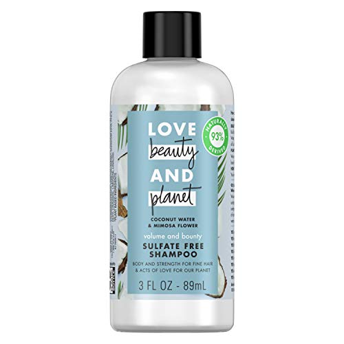 Love Beauty And Planet Volume and Bounty Hair Shampoo Thickening Coconut Water & Mimosa Flower Sulfate Free 3 oz, 12 Pieces