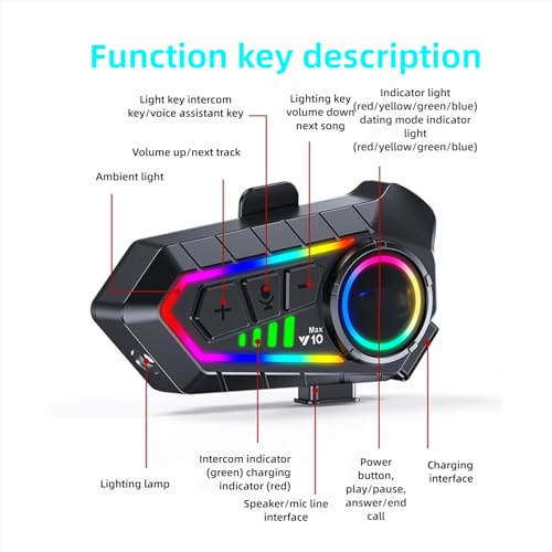 Casque Bluetooth pour moto interphone bidirectionnel et haut-parleurs - 7