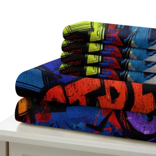 Linge de lit graffiti King microfibre résistante et impression 3D - 7