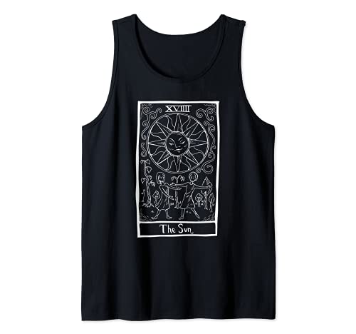 Tarot Card The Sun Occult Graphic Tank Top, Black