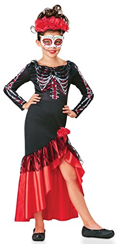 Seasons Direct Halloween Girl's Day of The Dead Senorita Costume Includes Dress,Headpiece and Mask (4-6)
