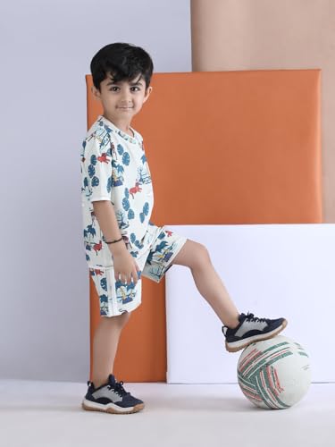 Image of POLKA TOTS 100% Pure Cotton T-Shirt and Shorts Combo For Boys | Summer Dress & Beach Wear for Boys and Toddlers | Breathable Premium Fabric Co-Ord Set Kids | Relaxed Fit Casual Summer Outfit for Kids