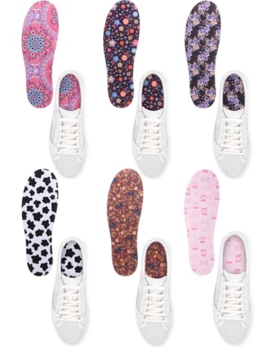 Velmitten 6 Pairs No Show Socks Sockless Shoe Liner Washable Barefoot Shoe Insoles No Slipping Inserts for Women Man (Vibrant Style)
