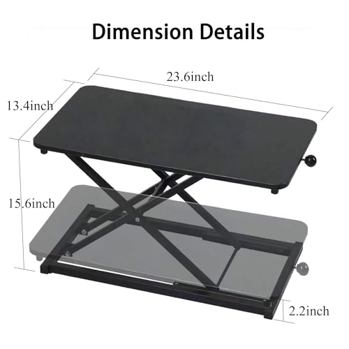 Raathionty Manual Scissor Standing Desk Converter — 23.6in, Budget Sit-Stand Riser — view 2