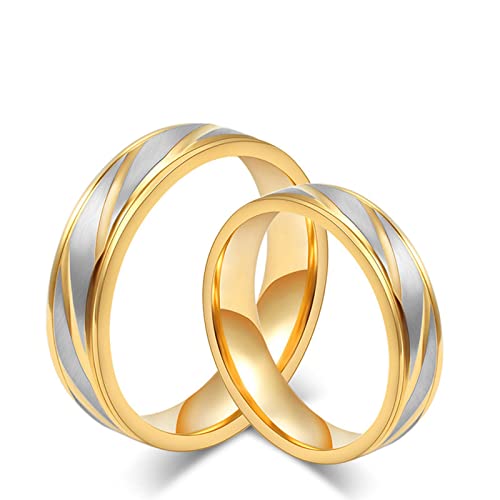 HCMA Nouveau Mode Amoureux Anneaux de Mariage Or-Couleur Anneaux Titane Acier Couple Mariage bagues...